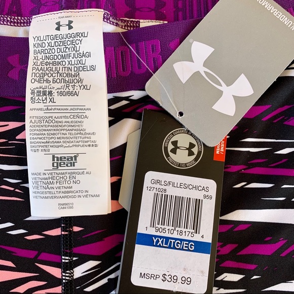 Under Armour Girls Heatgear Printed Leggings - Picture 2 of 8